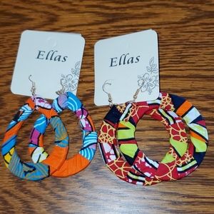 Ellas--Two pack fabric covered earrings